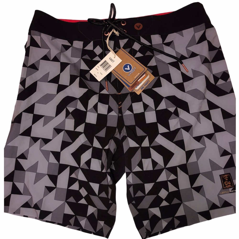 🆕 NWT Vast - Black and Gray Onyx Board Shorts